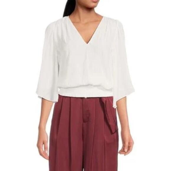 Ramy Brook New York Women's Elexa Flare Sleeve Blouson Top M White - Picture 1 of 8